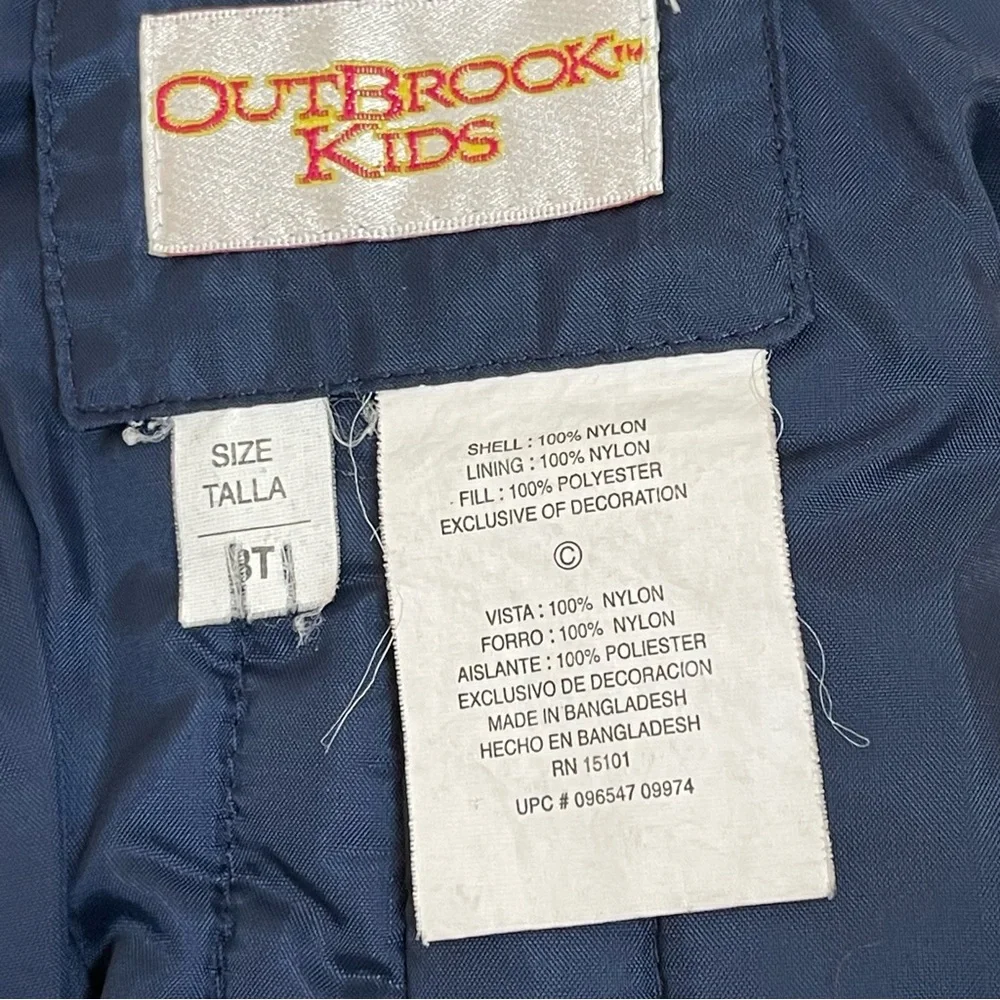Outbrook Unisex Kids Navy Blue 1 Pc. Waterproof Bib Overalls Snowsuit - Size 3T